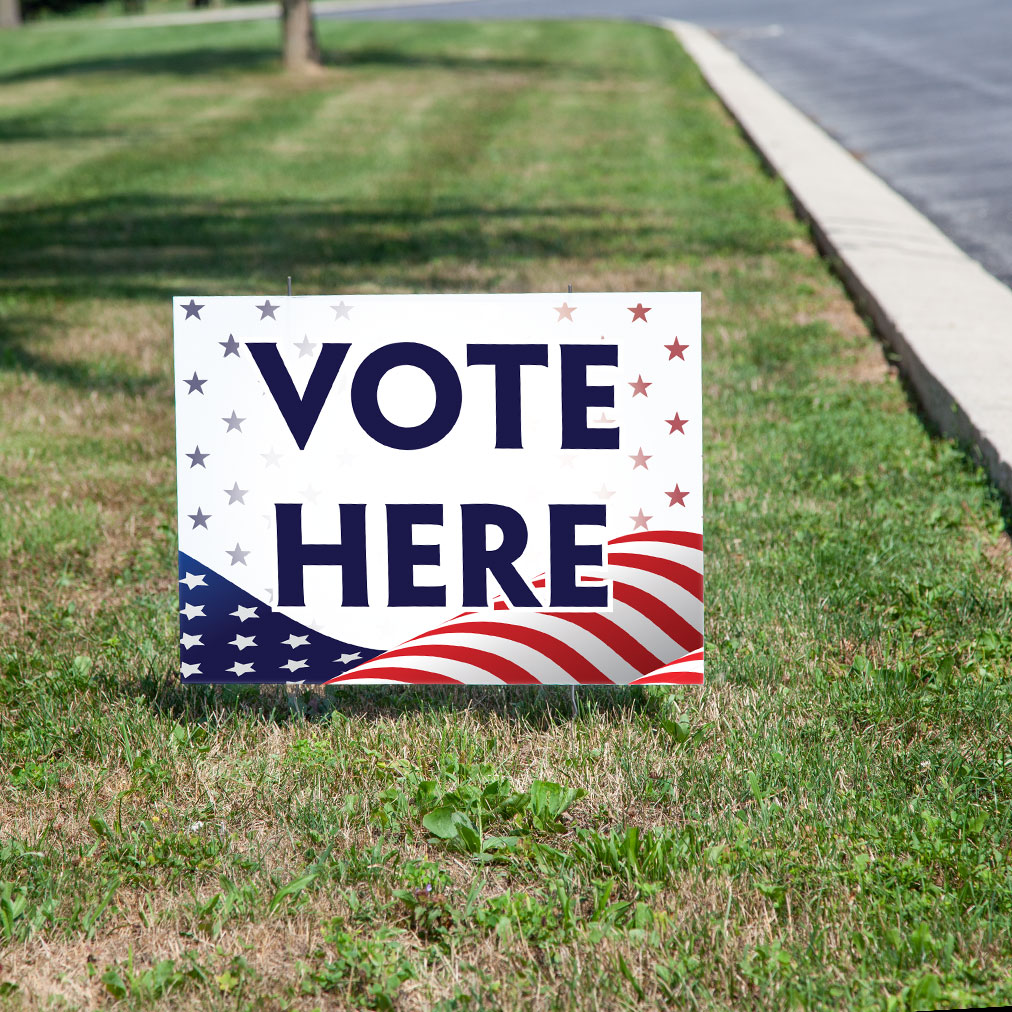 Vote Here Yard Sign | Free Shipping | Tex Visions